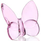 Crystal Butterfly Figurine with smooth, translucent pink wings, glossy finish; available in small and medium sizes.