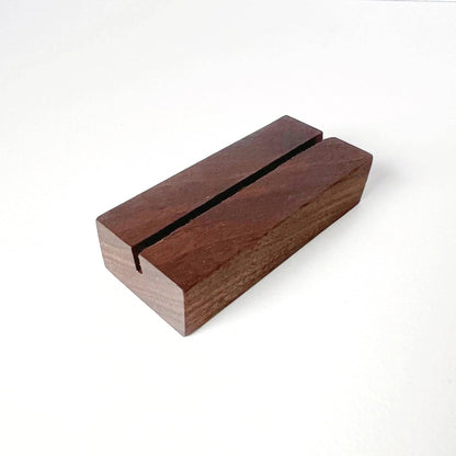Rectangular walnut card holder with a top groove; available in multiple sizes for Truth for Today cards.