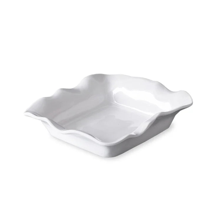 White Havana Beverage Napkin Holder with wavy, fluted edges. Available in 5"x5" size.