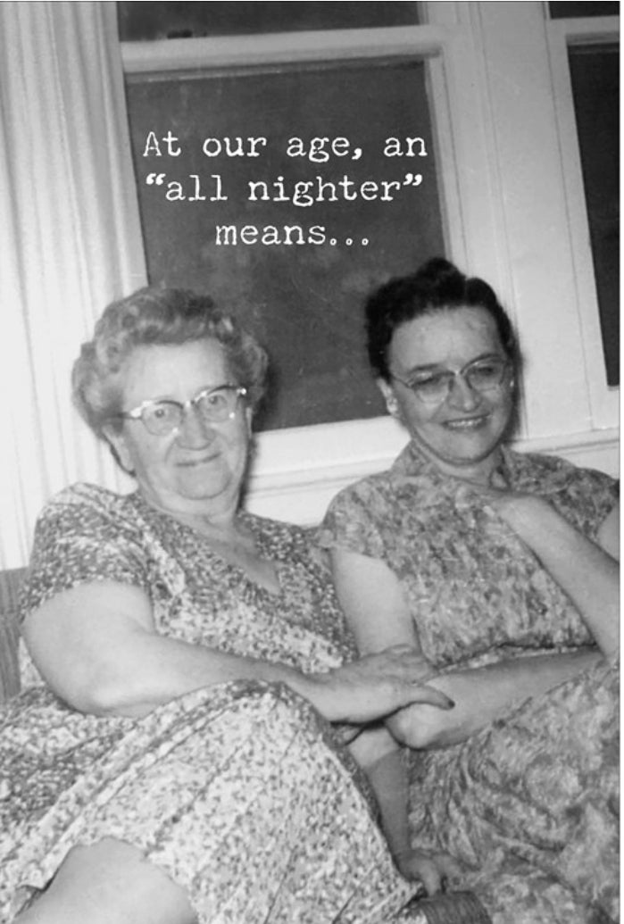Funny Greeting Card with humorous caption, made in the USA. Available sizes: 5x7 inches, 4x6 inches.