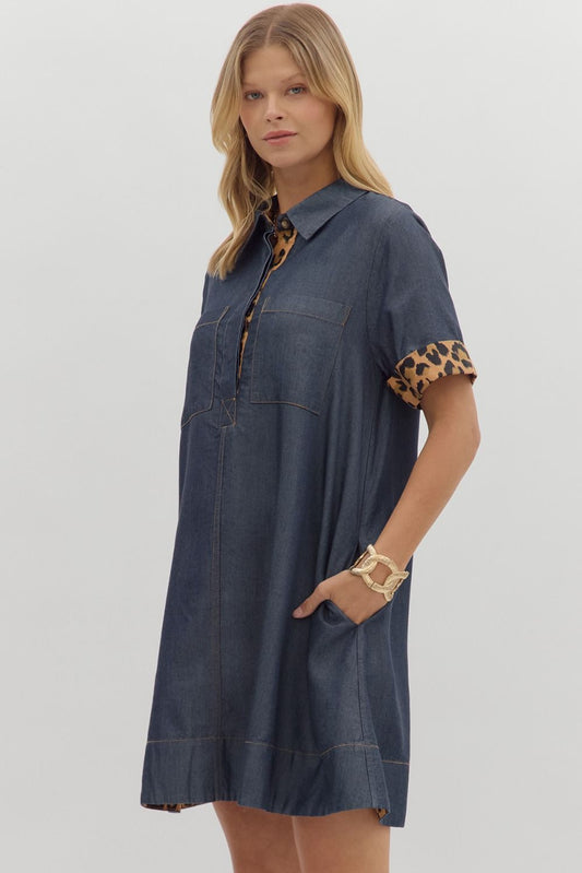 Dark Denim Animal Print Dress