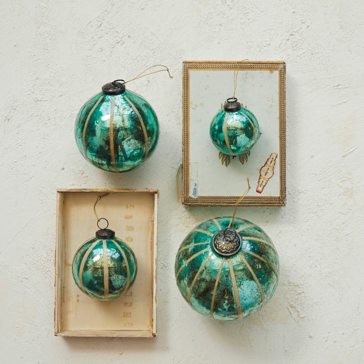 Recycled Eucalyptus Leaves Glass Ball Ornament