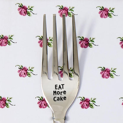Silver engraved dinner fork on gift card, available in 7" and 8", from Boyar Gifts NYC.