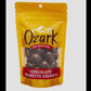 Yellow resealable 3.5oz Ozark Nut Roasters bag with clear window showing milk chocolate-covered cherries inside.