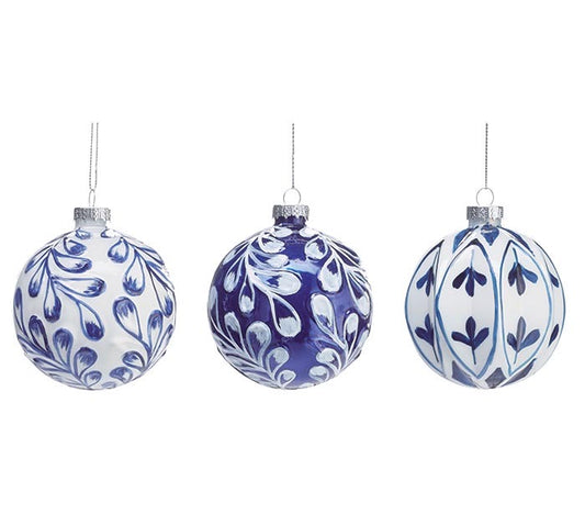 Blue and White Round Ornament