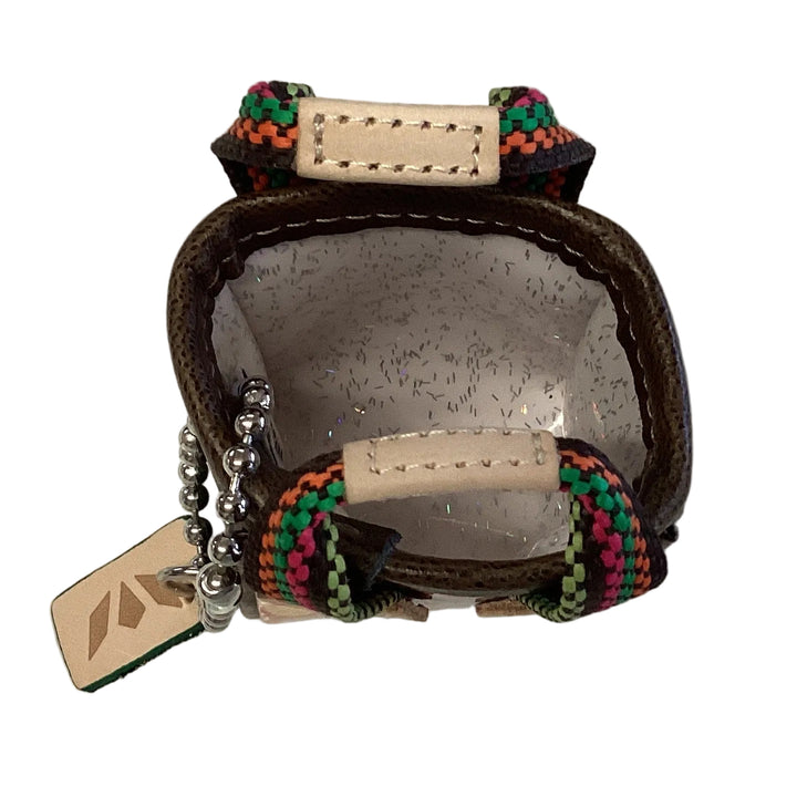 Classic Tote Charm, Sophie with glittery interior, multicolored woven handles, and logo tag. Sizes available: one size.