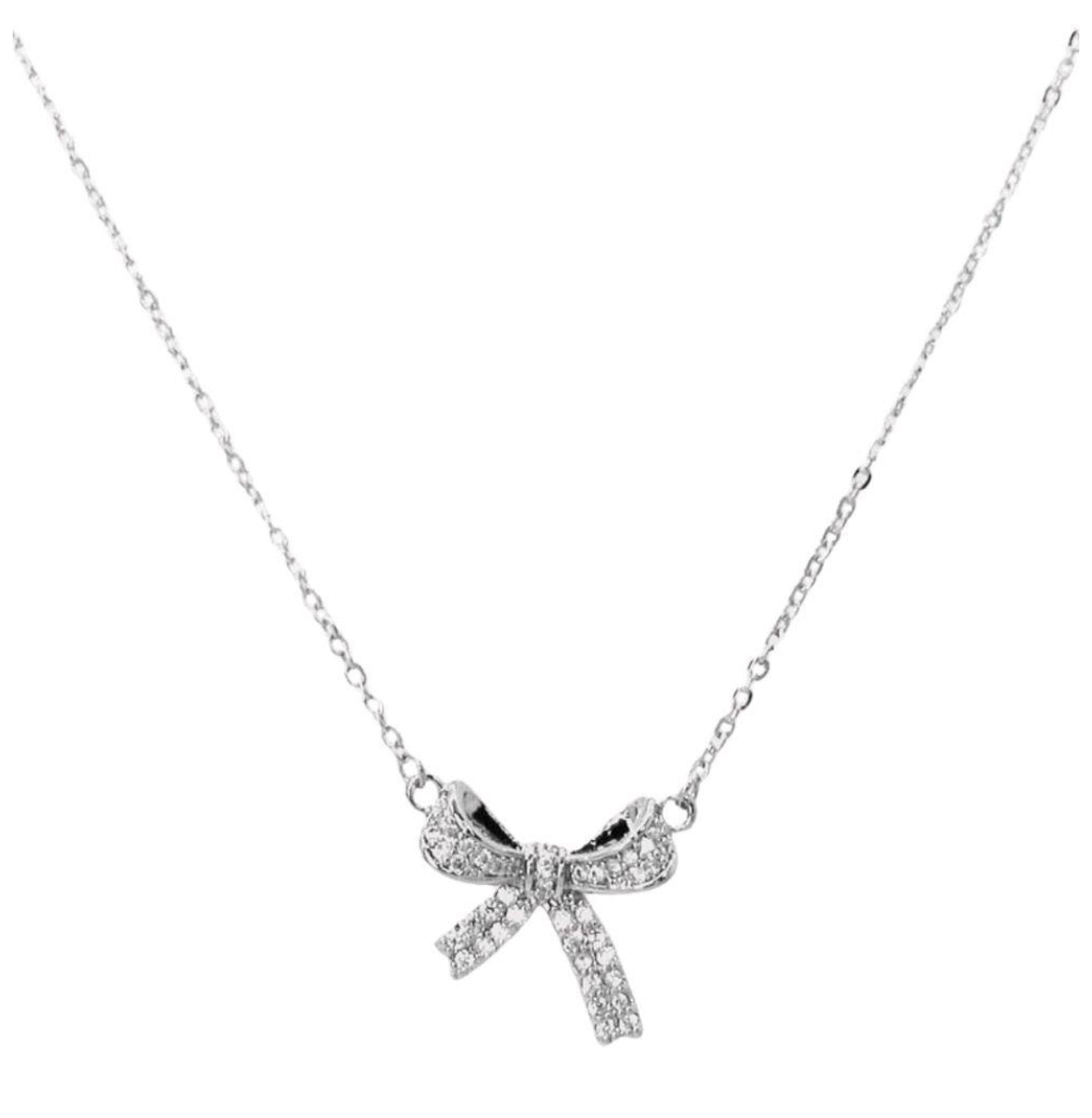 CZ Dainty Bow Necklace