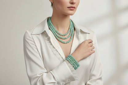 Marbled Green Beaded Jewelry