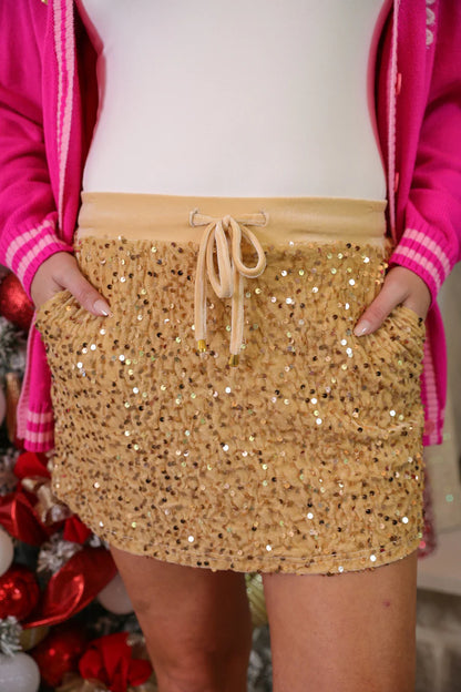 Velvet Hour Sequin Skort | Vintage Gold