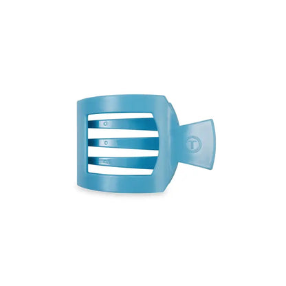 Blue TELETIES Square Flat Hair Clip made of durable plastic with horizontal slots and strong grip; available in multiple sizes.