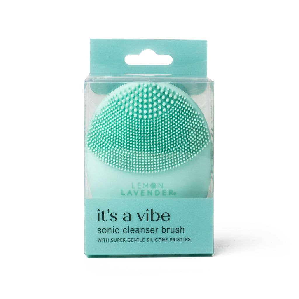 Teal Lemon Lavender It's a Vibe Sonic Cleanser Brush with antibacterial silicone bristles; available in standard size.