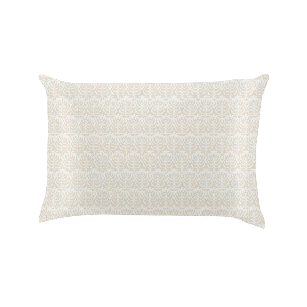 Lemon Lavender Silky Pillowcase Pattern Assort features a rectangular shape with a subtle light beige leaf pattern on a crisp white background. Available in standard and queen sizes.