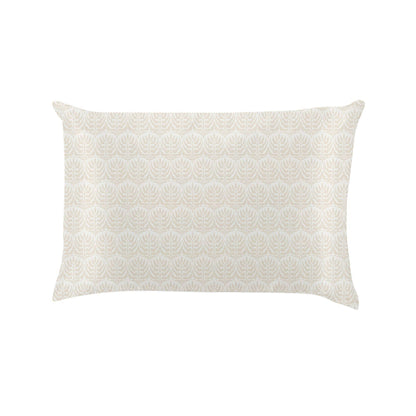 Lemon Lavender Silky Pillowcase Pattern Assort features a rectangular shape with a subtle light beige leaf pattern on a crisp white background. Available in standard and queen sizes.