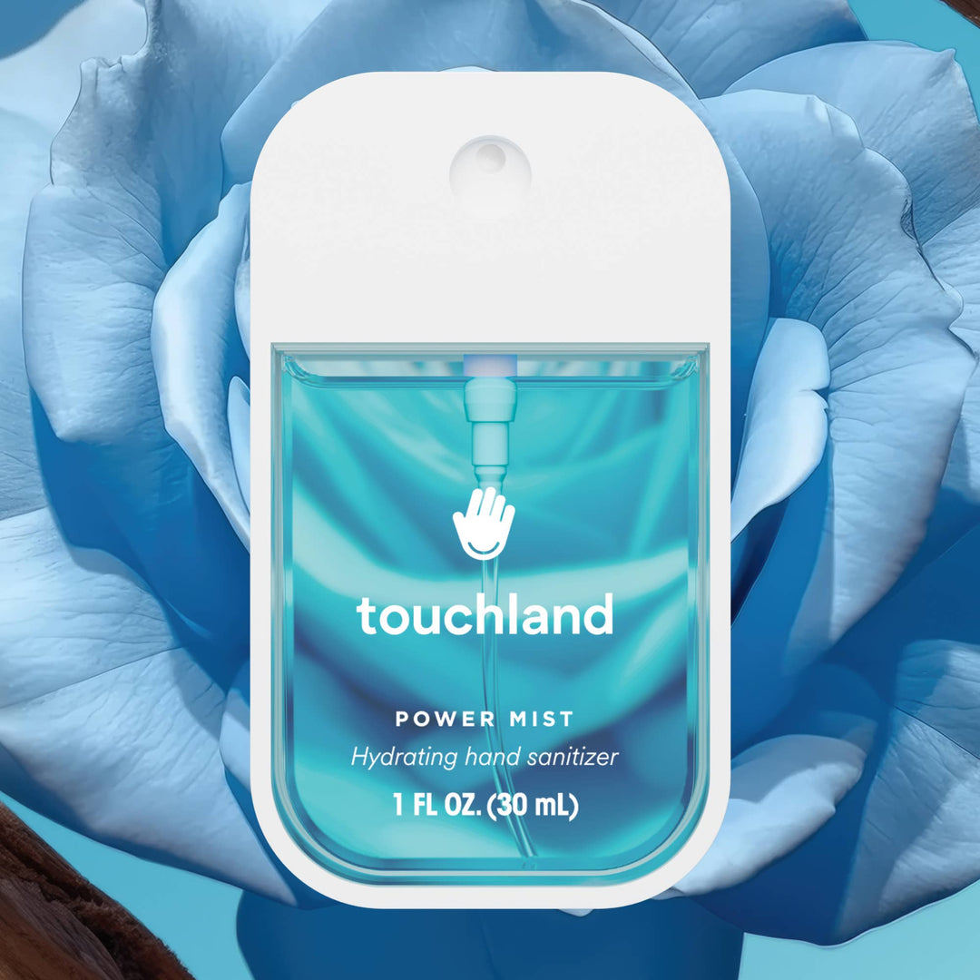 Blue Sandalwood Power Mist Hydrating Hand Sanitizer spray, 1 fl oz (30 mL).