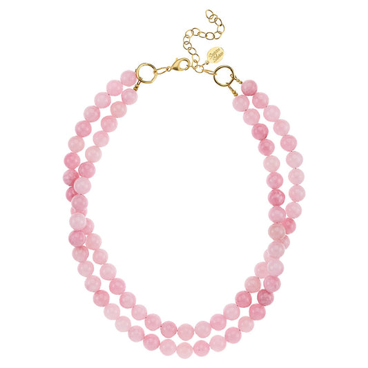 Jade Double Strand Necklace | Light Pink