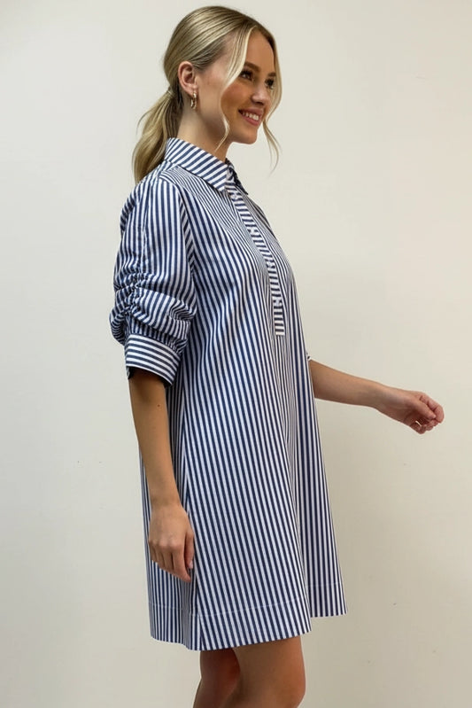 Blue Stripe Button Down Dress