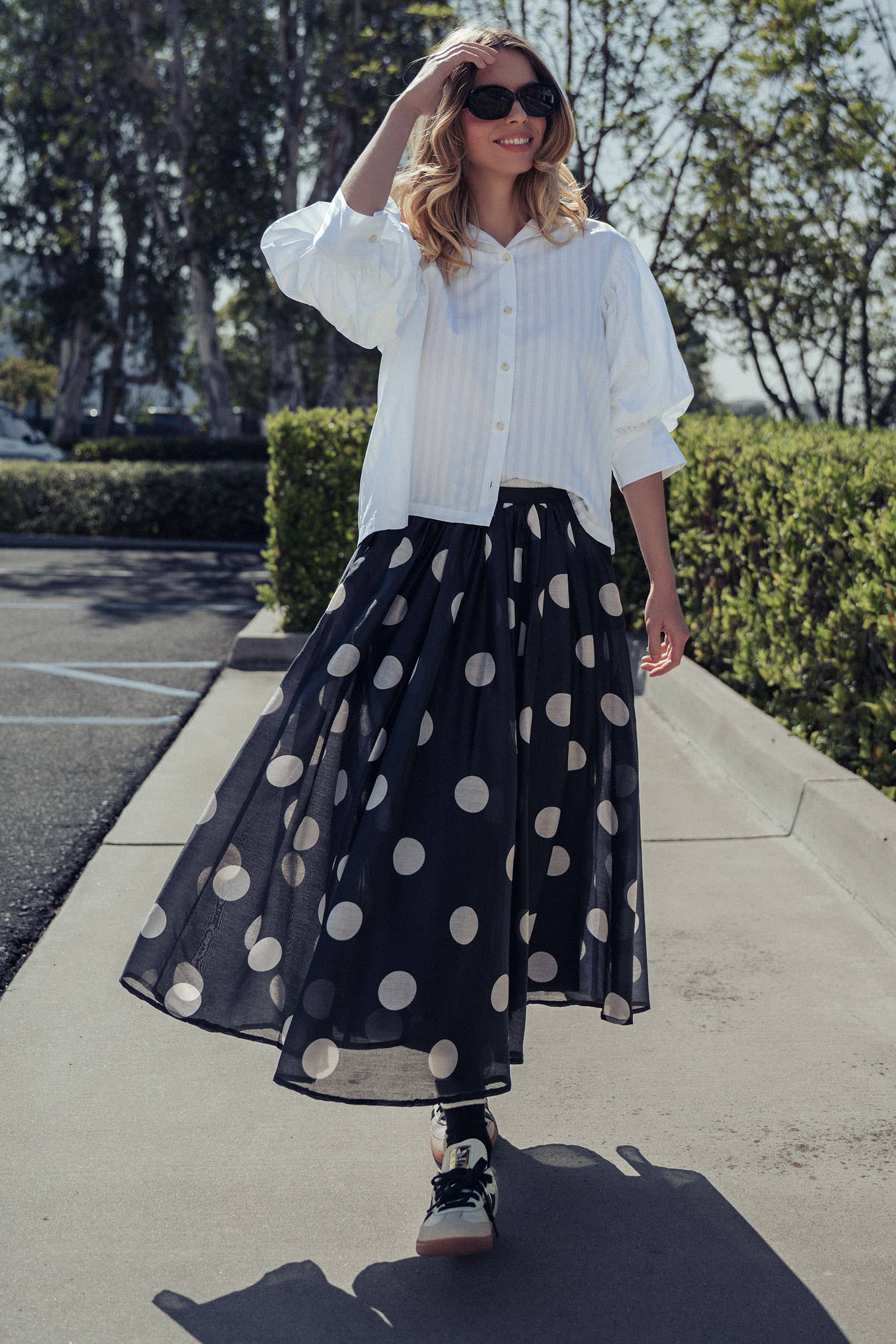 Western Boho Drop Waist White Stripe Blouse from Free People. Available in XS, S, M, L.