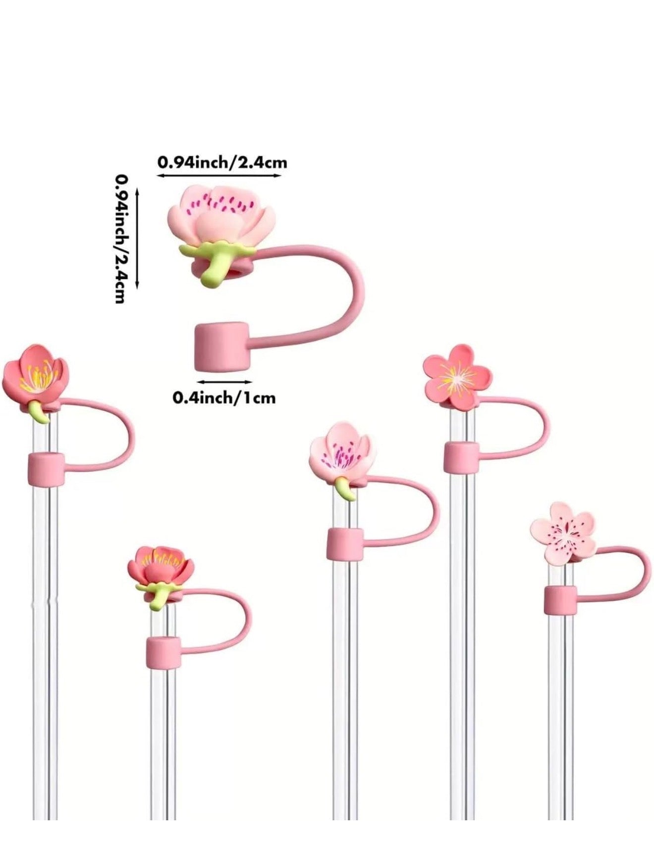 Pink Flowers Straw Covers