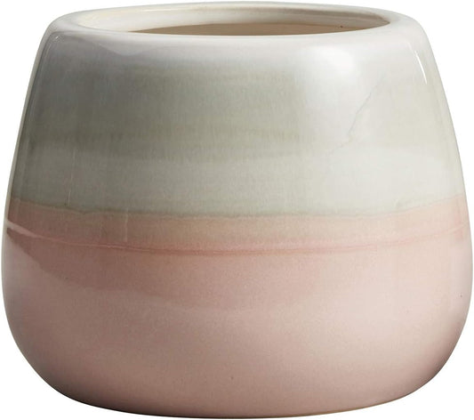 4" Ceramic Decorative Pot | Pink & Grey