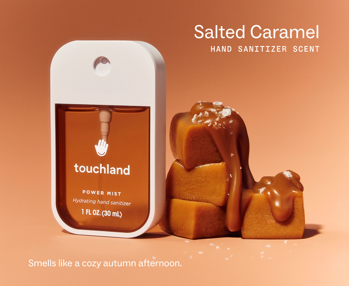 1 fl oz (30 mL) Salted Caramel Power Mist Hand Sanitizer.