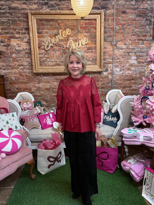 Night Out Crochet Accent Blouse