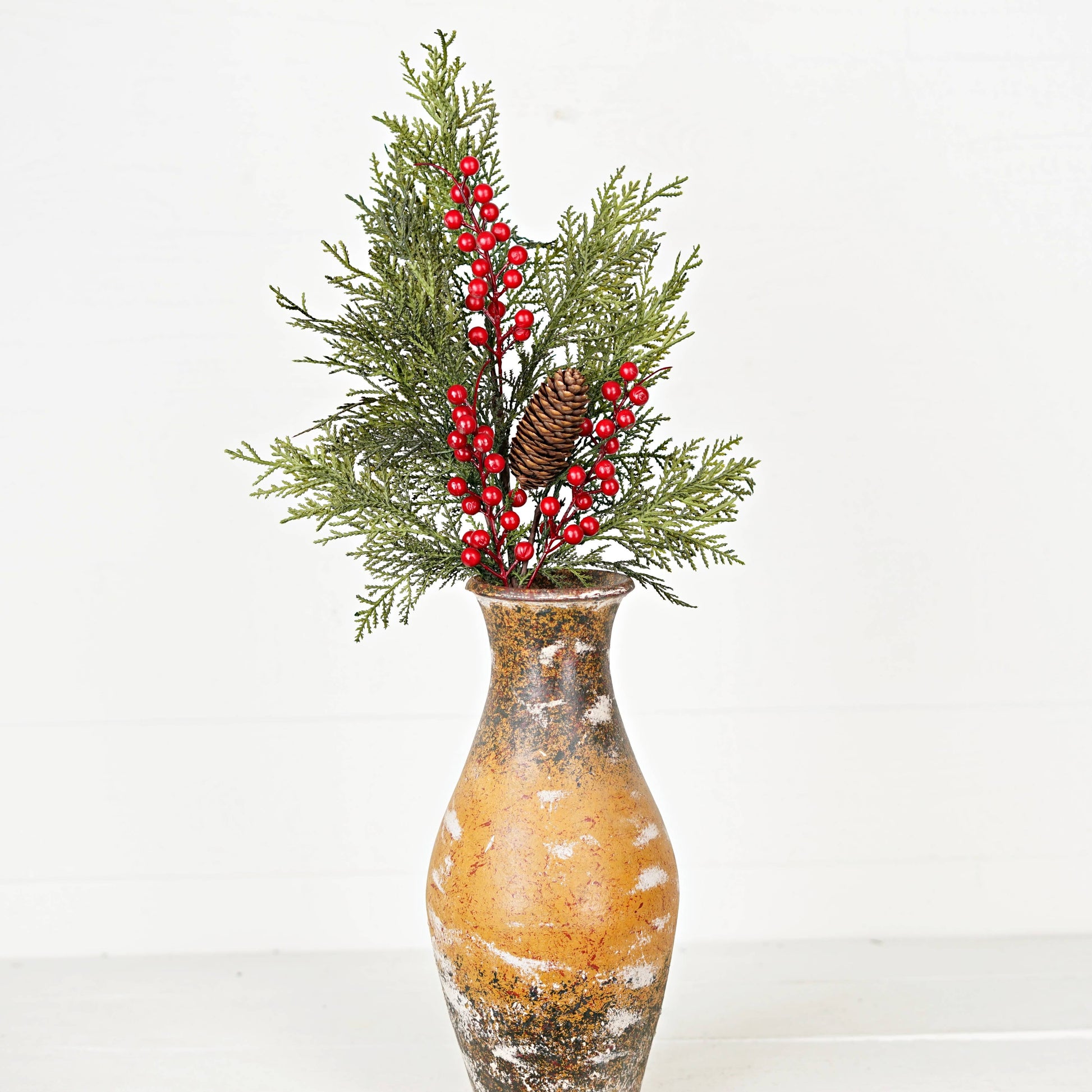 29-inch Superior Real Touch Mix Cedar branch with red berries (510056). Size: 29 inches.