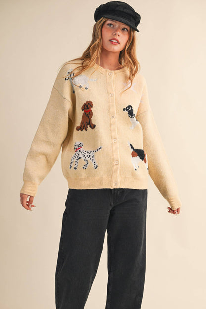 Knit Dog & Star Sweater Cardigan