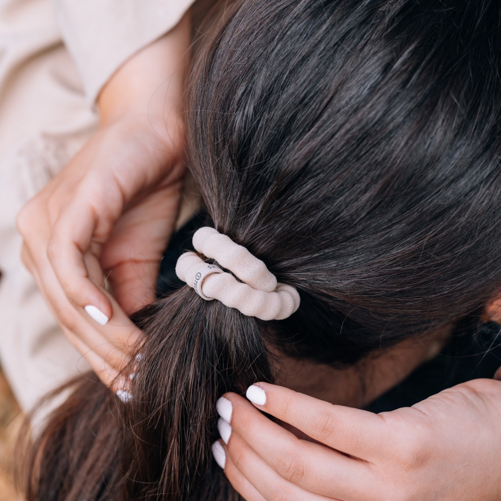 Espresso Yourself Large Nylon Hair Tie secures hair in a ponytail; available in multiple sizes.