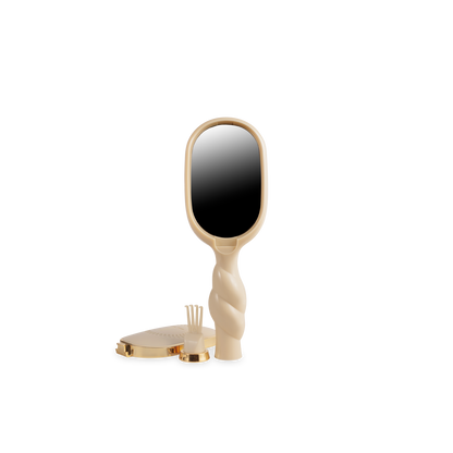The Mini Boar Brush | Tan; compact size, tan bristles, ergonomic handle. Available in small and medium.