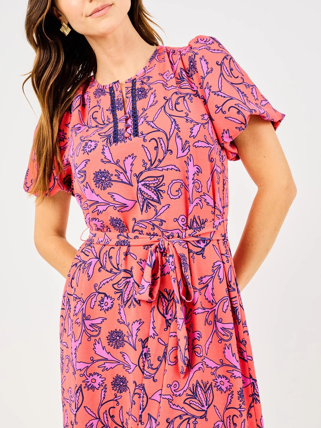 Camila Toile Tulip Coral Dress