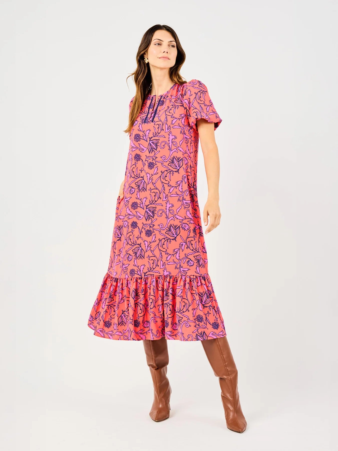 Camila Toile Tulip Coral Dress