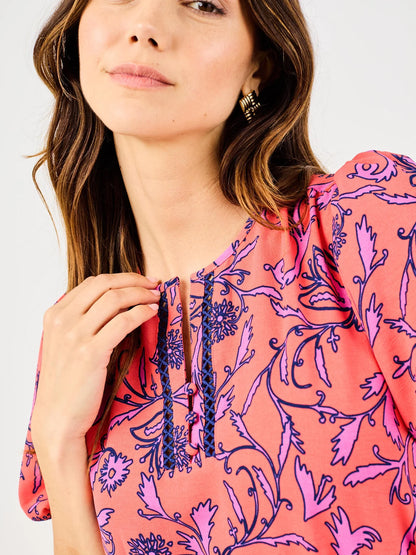 Camila Toile Tulip Coral Dress