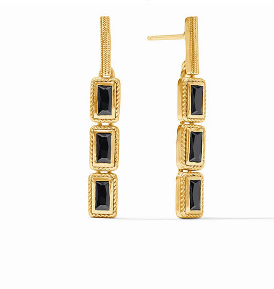 Baguette Tier  Earring Obsidian Black