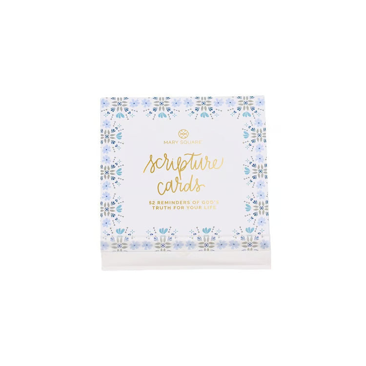 Square Scripture Stationary Card Block with a floral border and gold text reading “scripture cards” and “52 reminders of god’s truth for your life.”