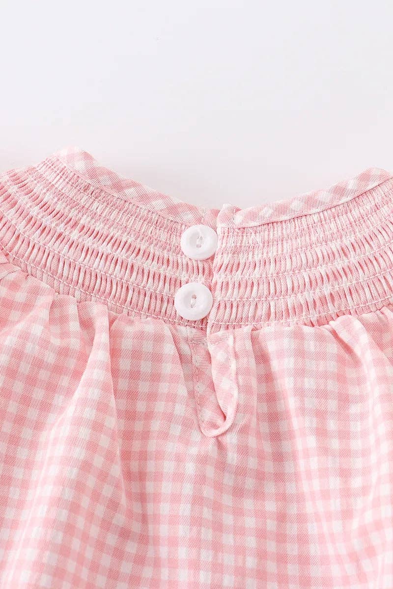 Baby Girls Strawberry Plaid Smocked Romper: 18M