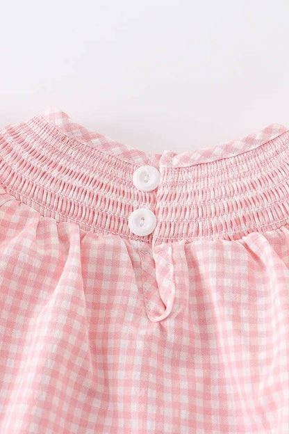 Baby Girls Strawberry Plaid Smocked Romper: 18M