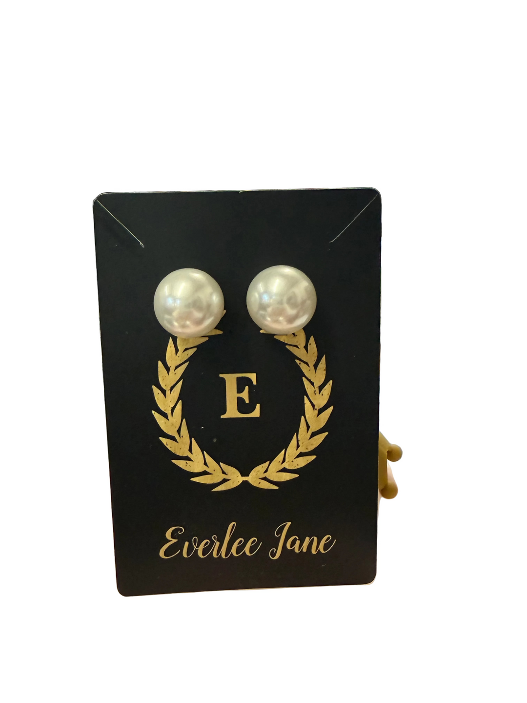 Gold crystal and pearl front/back stud earrings, available in one size. Brand: Everlee Jane. Elegant for any occasion.