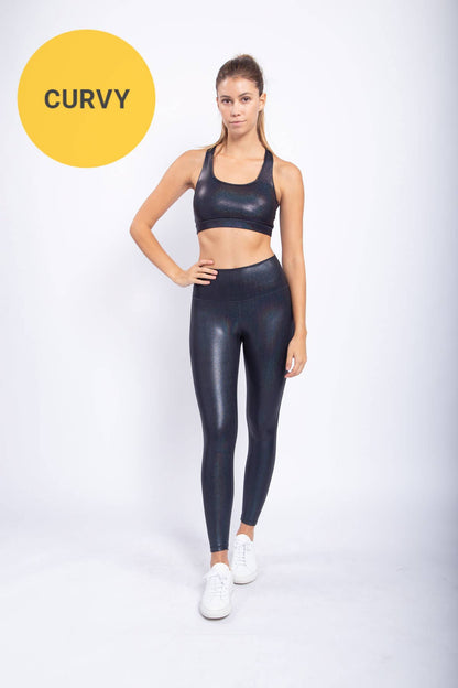 CURVY Iridescent Holo Foil High-Waisted Leggings