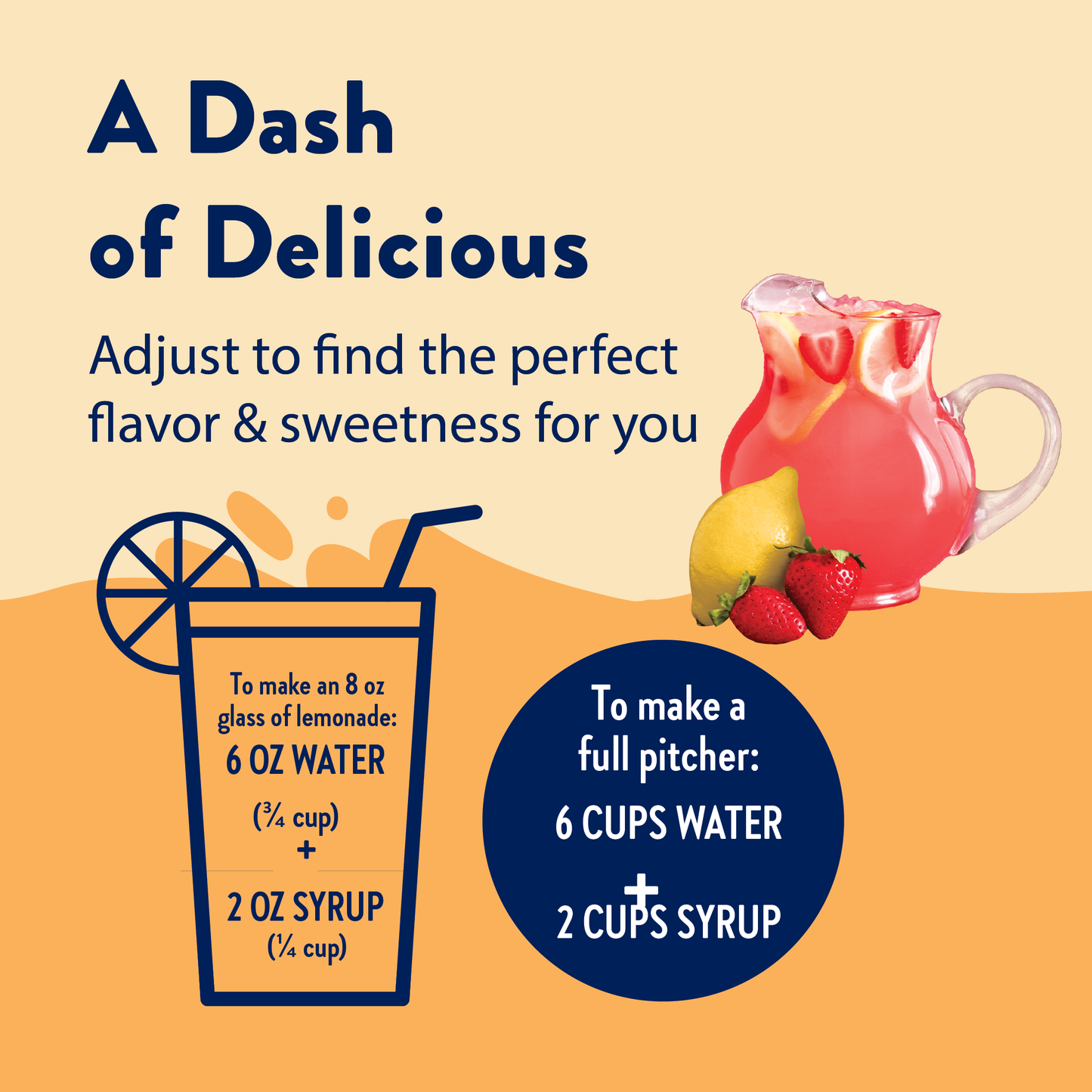 Pitcher of pink lemonade made with Strawberry Pink Lemonade Syrup Concentrate. Available in glass (8 oz) or pitcher (64 oz) sizes.