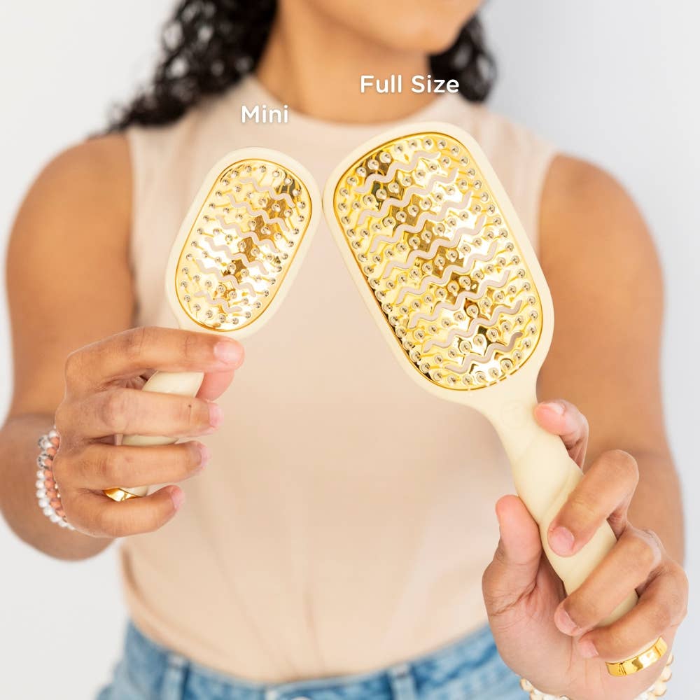 Mini Vented Brush | Tan for short hair styling, compact size, ideal for travel. Available in mini size.