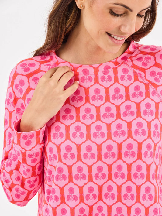 Annie Rosette Charm Pink Shorts Set in ButterSoft fabric, bold pink/red floral print. Sizes: XS-XL.