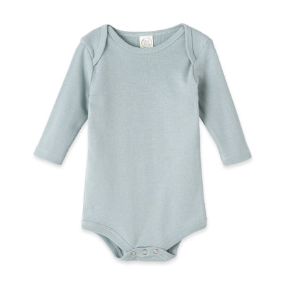 Set of 2 light blue baby boy bodysuits with truck and car prints, long sleeves, snaps; sizes NB-24M.