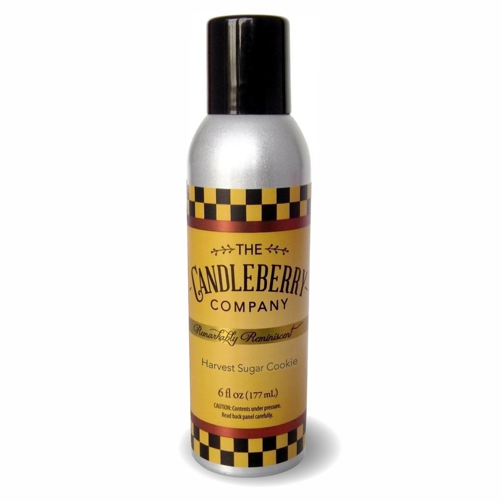 6 fl oz (177 mL) Harvest Sugar Cookie™ Room Spray aerosol can with a yellow and black checkered pattern.