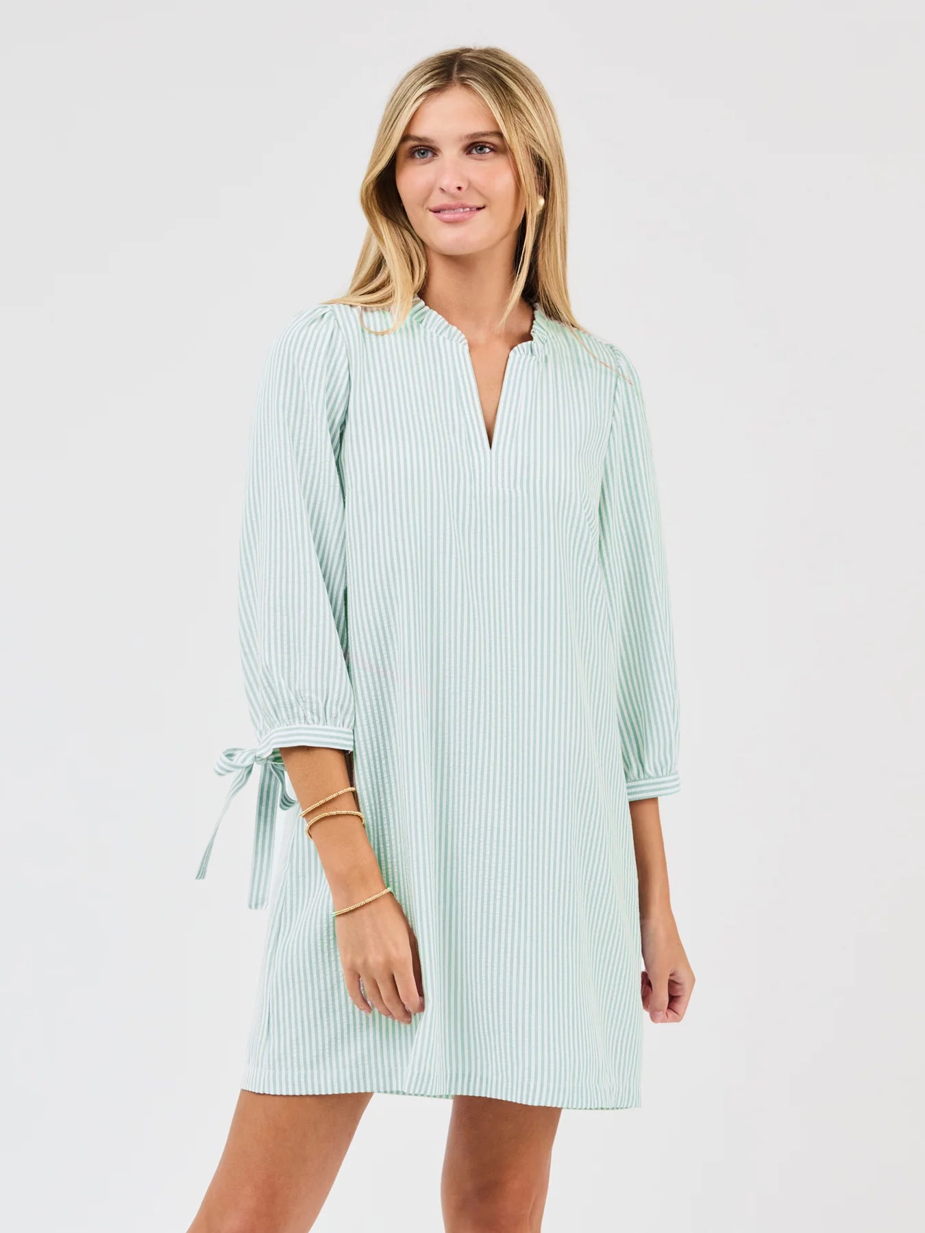 Lainey Seersucker Dress | Seafoam + White