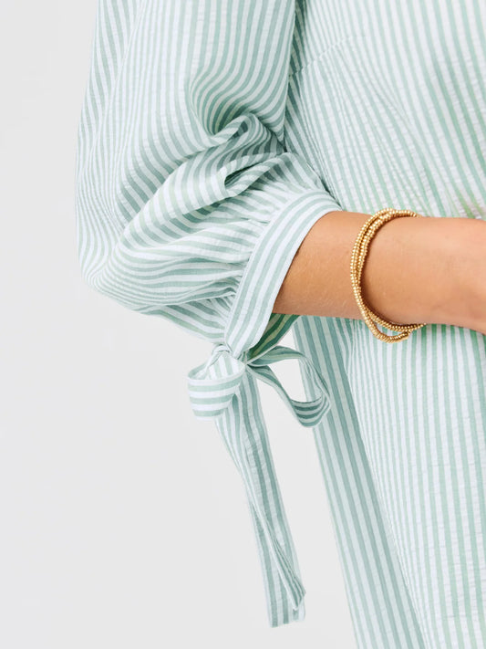Lainey Seersucker Dress | Seafoam + White