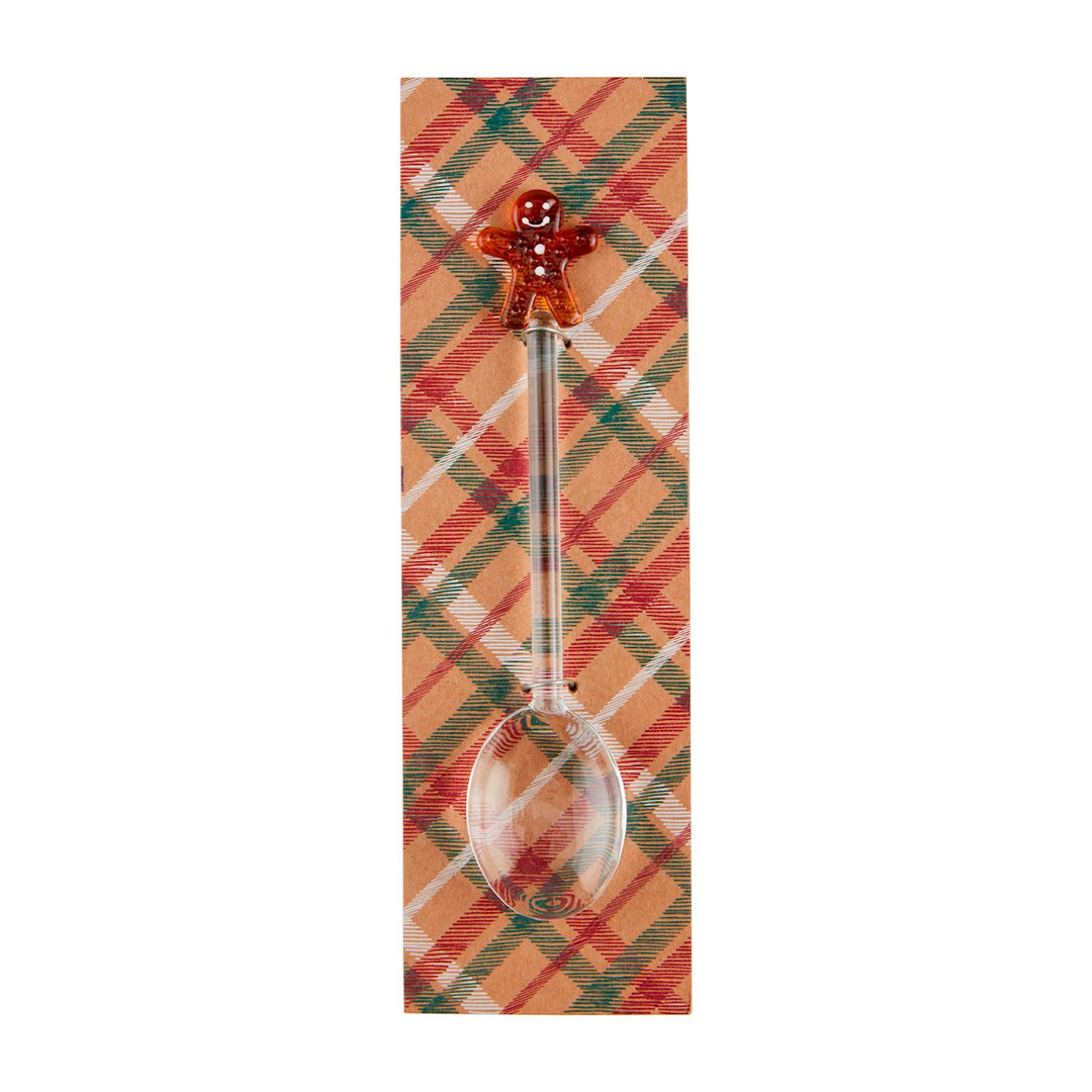Clear glass gingerbread man icon spoon.