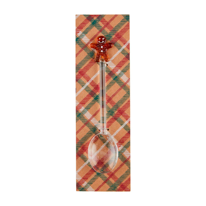 Clear glass gingerbread man icon spoon.