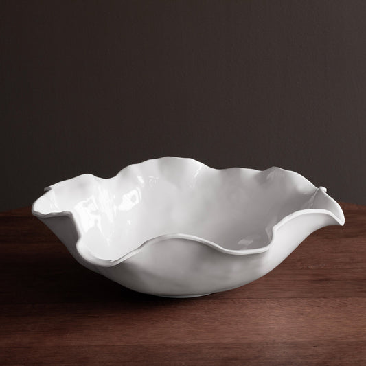 White ceramic Vida Havana Extra Large Round Centerpiece by Beatriz Ball; available in extra large size.