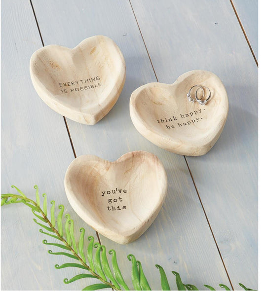 Wood Heart Trinket Trays