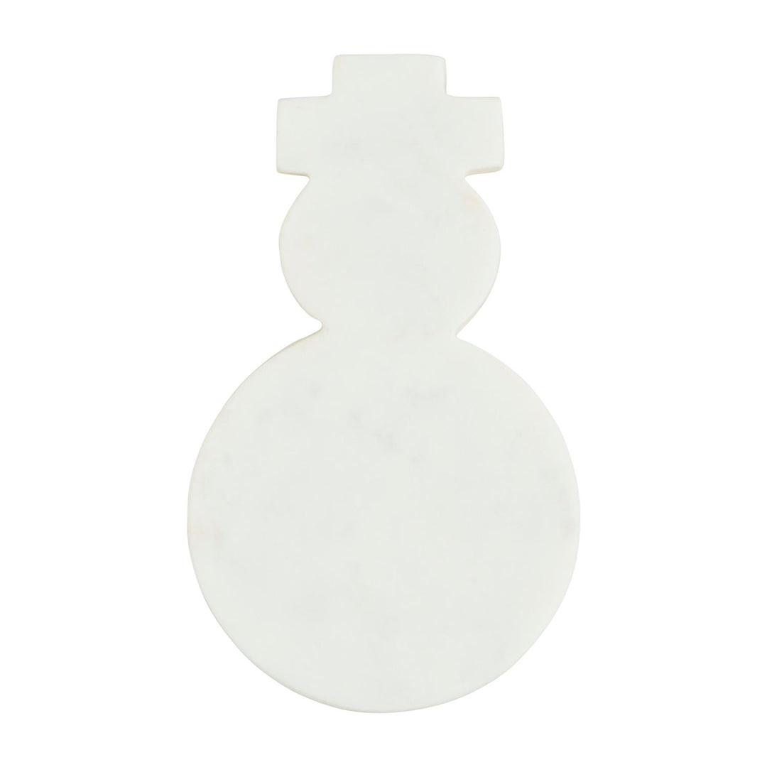 Snowman-shaped white marble Christmas serving board.